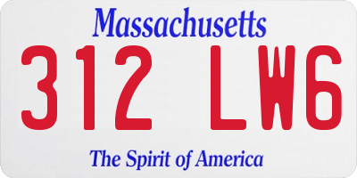 MA license plate 312LW6
