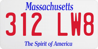 MA license plate 312LW8