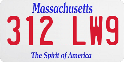 MA license plate 312LW9
