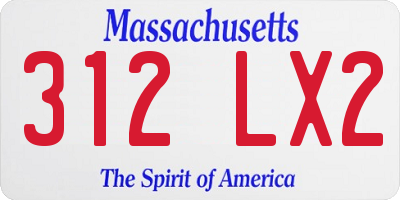 MA license plate 312LX2