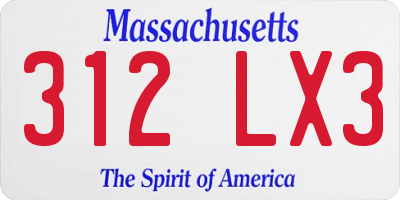MA license plate 312LX3