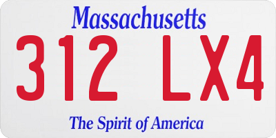 MA license plate 312LX4