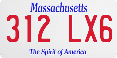 MA license plate 312LX6