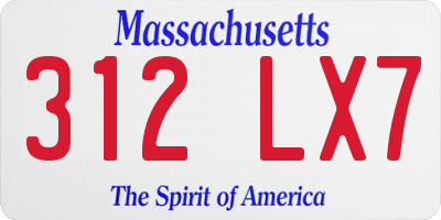 MA license plate 312LX7