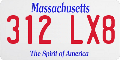 MA license plate 312LX8