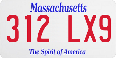 MA license plate 312LX9