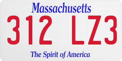 MA license plate 312LZ3