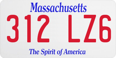 MA license plate 312LZ6