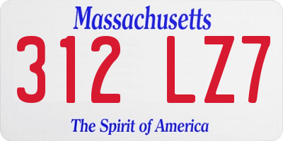 MA license plate 312LZ7
