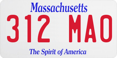 MA license plate 312MA0