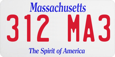 MA license plate 312MA3