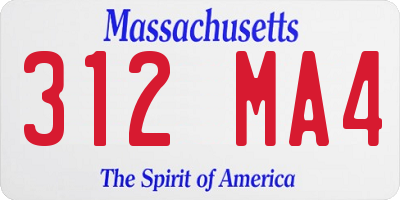 MA license plate 312MA4