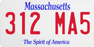 MA license plate 312MA5