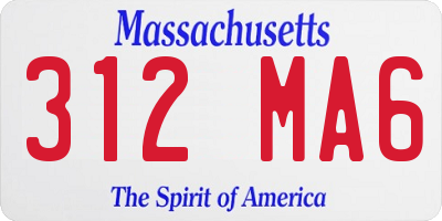 MA license plate 312MA6