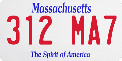 MA license plate 312MA7