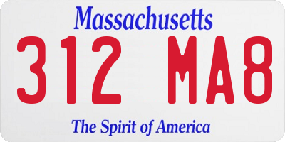 MA license plate 312MA8