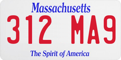 MA license plate 312MA9