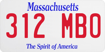 MA license plate 312MB0