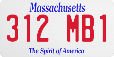 MA license plate 312MB1