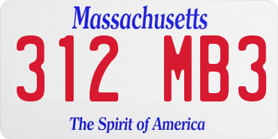 MA license plate 312MB3