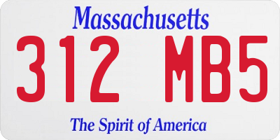 MA license plate 312MB5