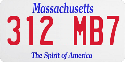 MA license plate 312MB7