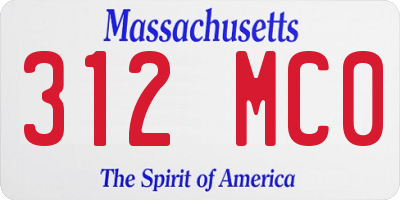 MA license plate 312MC0