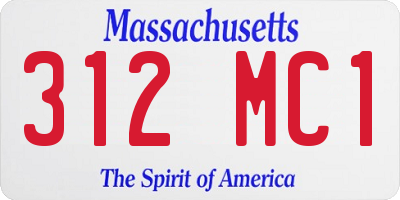 MA license plate 312MC1