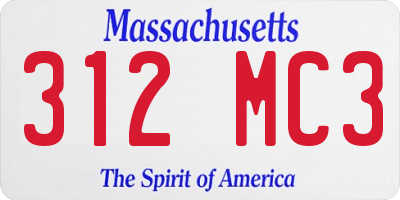 MA license plate 312MC3