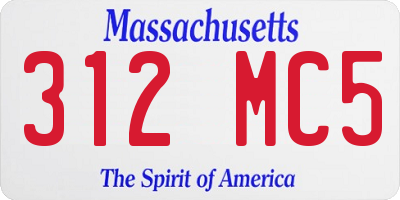 MA license plate 312MC5