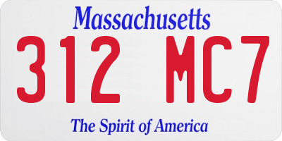 MA license plate 312MC7