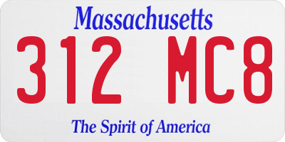 MA license plate 312MC8