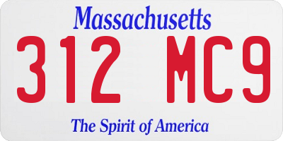 MA license plate 312MC9
