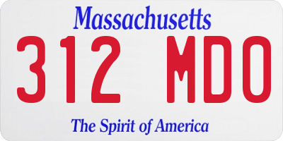 MA license plate 312MD0