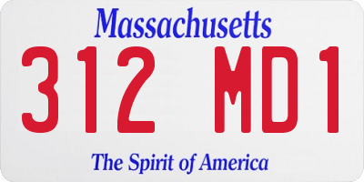 MA license plate 312MD1