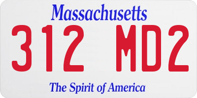 MA license plate 312MD2