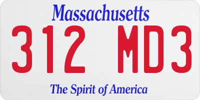 MA license plate 312MD3