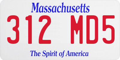 MA license plate 312MD5
