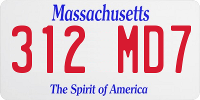 MA license plate 312MD7