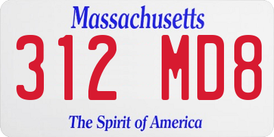 MA license plate 312MD8