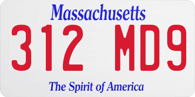 MA license plate 312MD9