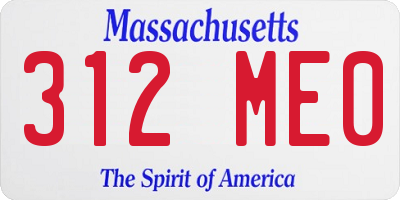 MA license plate 312ME0