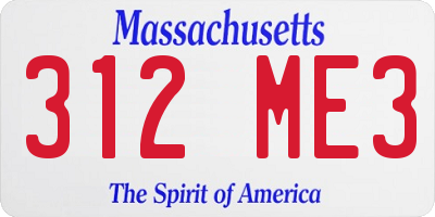 MA license plate 312ME3