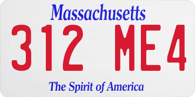 MA license plate 312ME4