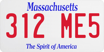 MA license plate 312ME5