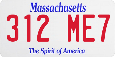 MA license plate 312ME7