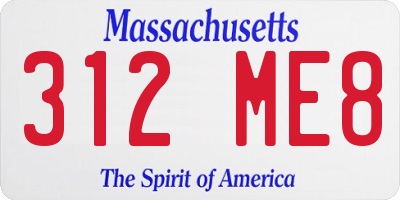 MA license plate 312ME8