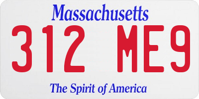 MA license plate 312ME9