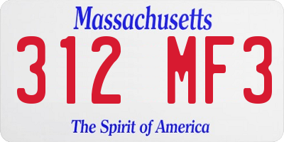 MA license plate 312MF3