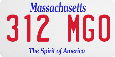 MA license plate 312MG0